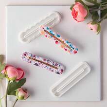 1pc/2pcs Handmade Geometric Rectangular Soft Clay Hair Clip Mold, Wave Barrette Clay Shaping Cutter Accessory DIY Tool - White - View 3