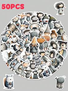 50pcs Cute Sleepy Cartoon Character Sticker Funny Creative Decal For Tablet Computer Phone Case Laptop Luggage Fridge Envelope Label Magazine Decal Sticker DIY Gift Stickers Scrapbook Supplies Scrapbooking - 1 Set - View 10