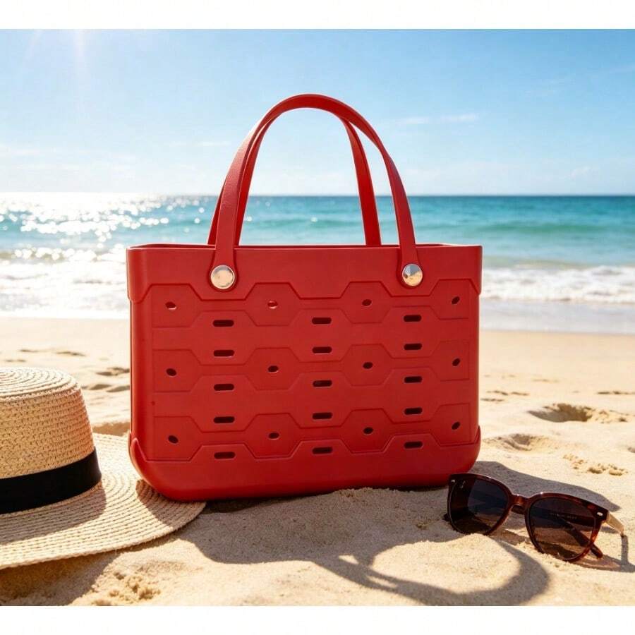 Red Sedona Large Flexible Laundry Tote, Waterproof Reusable Washable Carry Bag, 18x8.75x13 Inches Multi-Use Storage For Home & Dorm - Sedona Đỏ - Xem 1