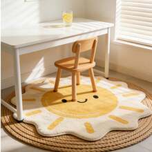 1 pieza Alfombra decorativa con sol para habitación infantil, decoración de dormitorio, alfombra pequeña para sala de juegos, decoración del hogar, alfombra de dormitorio, decoración de sala de estar, alfombra para exteriores, alfombra lavable - Multicolor - Ver 10