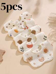 6-Layer Muslin Flower Petal Bib, Baby Infant Drool Bibs, Newborn Anti-Spit Up Bibs - Multicolor - View 10