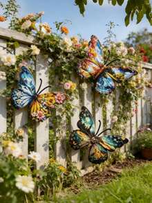 1pc Landscape Design Metal Large Butterfly Wall Decor, Oversized Outdoor Garden Decoration, Suitable For Yard, Garden, Patio, Fence, Balcony, Party, Waterproof And Rust-Proof Craft, Gardening Supplies, Gift For Friends And Family, Mother's Day Gift - A - View 6