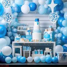 36 Pcs Royal Blue Light Blue White Confetti Balloons With Ribbons 10/12inch Balloon Garland Arch Kit For Birthday Baby Shower Celebrations Party Decoration - Set - View 5
