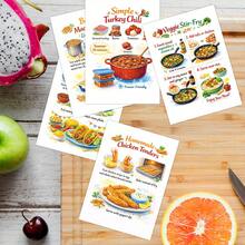 30 Thẻ Công Thức Nấu Ăn Bổ Dưỡng - Thẻ công thức dễ làm, lành mạnh và ngon miệng, hướng dẫn chuẩn bị bữa ăn minh họa với salad mì ống, rau xào, đồ ăn nhẹ bổ dưỡng và nhiều hơn nữa, thẻ lập kế hoạch bữa ăn gia đình. - Bộ - Xem 4