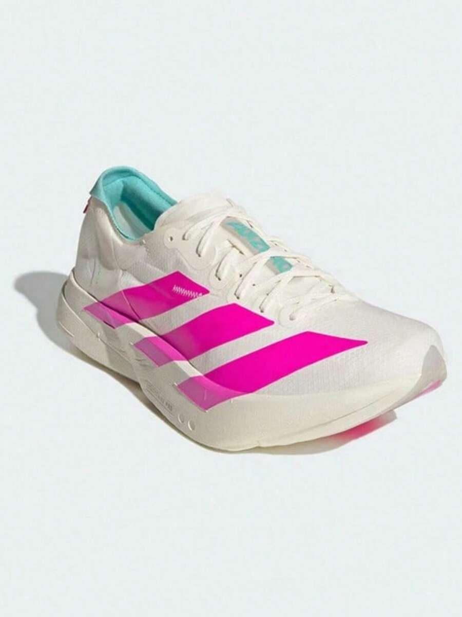 Adidas 男士 ADIZERO ADIOS PRO 4 运动竞速跑鞋 - 米色/粉紅色 - 查看 1