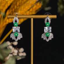 Bộ 3 món thời trang nữ gồm dây chuyền, bông tai thiết kế độc đáo đính đá Cubic Zirconia, và bộ trang sức phù hợp cho phái nữ, cô dâu, dự tiệc, đám cưới, quà tặng thời trang nữ. - Bộ trang sức - Xem 8