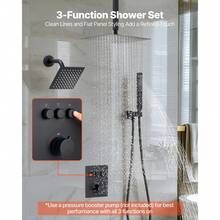 Grifos de ducha - 30 cm + 15 cm (12 + 6 pulgadas), negro mate, termostatoventil - Ver 2