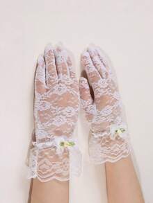 1 Pair Children's Lace Gloves, Suitable For Parties And Gatherings - Multicolor - View 10