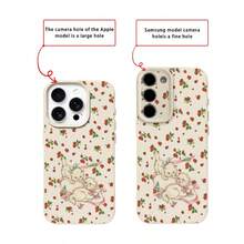 1 chiếc ốp lưng điện thoại bằng chất liệu TPU hình trái tim dâu tây và mèo, phù hợp với 17 Pro Max/17/16 Pro Max/15/13/12/11, S20 FE/A15/S24/A55, Note 11/Note 12/Note 13 Pro, ốp lưng bảo vệ mềm mại, chống rơi vỡ, bao phủ toàn diện. - trắng - Xem 7
