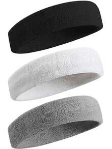 3 Pieces Sweatband Set, Sports Headband For Men And Women, Moisture-Wicking Headband For Tennis, Basketball, Running, Gym - Sweatband[Polyester Fiber],Accessories,Camping - Multicolor - View 14