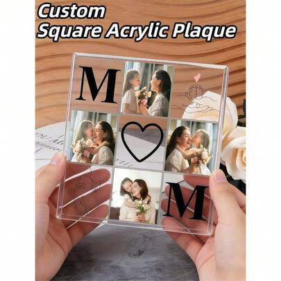 Bộ 1/3/5 khung ảnh ghép hình vuông bằng acrylic tùy chỉnh dành cho mẹ, kỷ niệm ảnh mẹ và bé bằng acrylic cá nhân hóa, đồ trang trí Ngày của Mẹ bằng acrylic trong suốt chất lượng cao, thiết kế khung ảnh 9 ô, hoàn hảo cho Ngày của Mẹ, Lễ Phục Sinh, Ngày của Cha, Sinh nhật, lý tưởng làm quà tặng cho mẹ, trang trí bàn làm việc, trưng bày trên kệ và làm kỷ niệm.