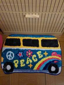 Alfombra de baño con patrón de coche de dibujos animados, alfombra de sala de estar, alfombra de baño, alfombra de felpa sintética, felpudo de baño, absorbente antideslizante, durable, fácil de limpiar, regalo de cumpleaños/graduación - Multicolor - Ver 9
