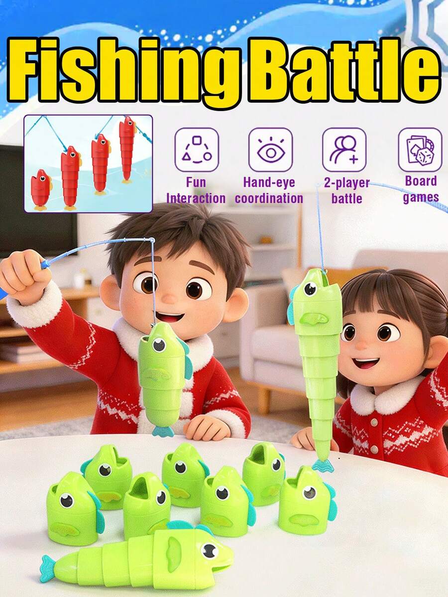 1 Set Extendable Fishing Game, Blind Fishing Challenge With Retractable Small Fish, 4 Different Lengths, Upgraded Hook Design With Lifelike Eyes And Gentle Round Shape, ABS Material, Interactive Tabletop Party Game, Children's Stress Relief Toy And Gift