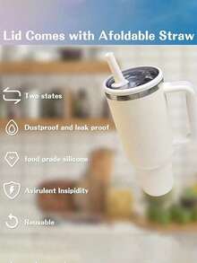 1 pieza Tapa de repuesto de 40oz/1.2L con pajita para vaso aislado, reutilizable, a prueba de fugas, ideal para volver a la escuela - Multicolor - Ver 4