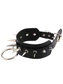 BMOR Nuevo collar gargantilla con aro exagerado estilo Harajuku, collar punk con remaches y picos para discoteca, bar, fotografía callejera - Negro - Ver 3