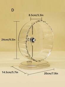 1pc Hamster/Golden Retriever Toy, DIY Acrylic Silent Running Wheel With Transparent Stand, Requires Self-Assembly After Unpacking - Clear - View 14