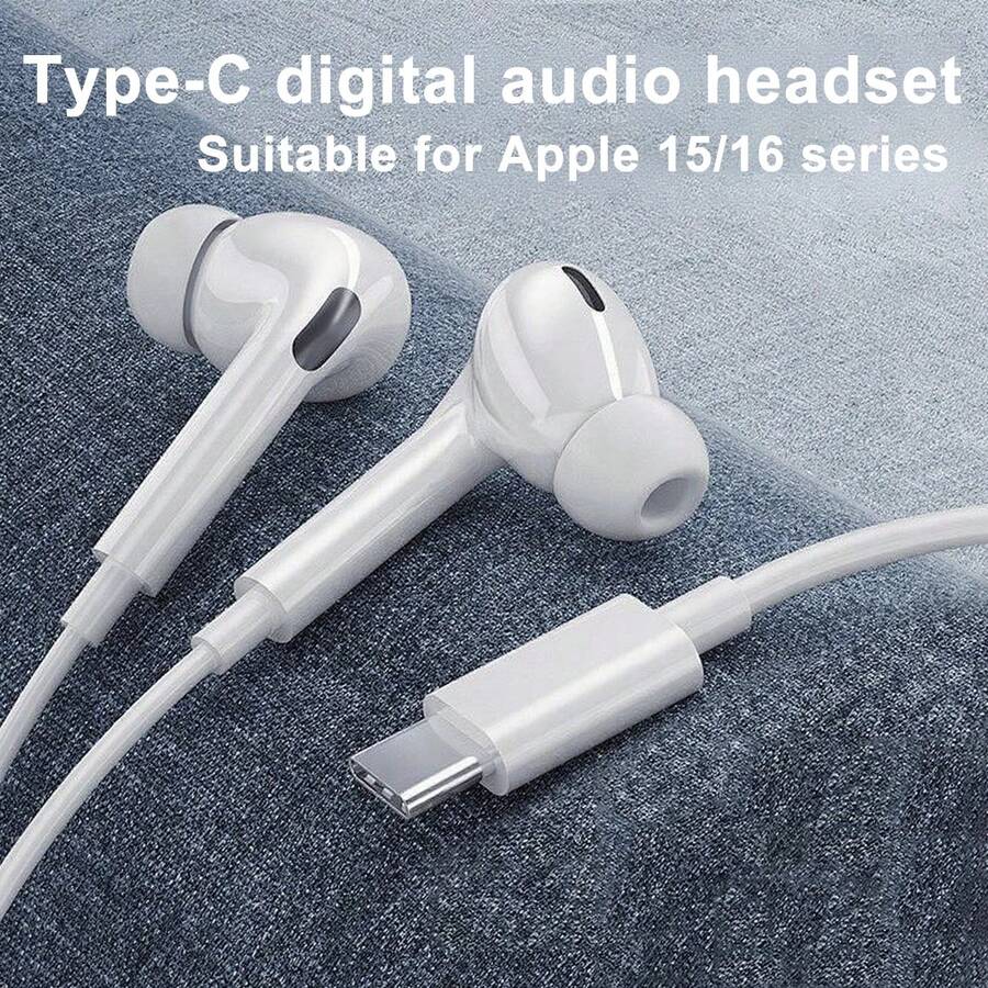 Type-C 耳机，有线 USB-C 入耳式耳机，适用于 17/16/15 Pro/15 Pro Max，兼容大多数 Type-C 接口智能手机，立体声降噪隔音耳机 - 查看 1