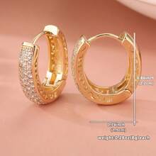 Gold Hoop Earrings With Full Rhinestone Inlay, Vintage Elegant Copper Jewelry For Women, Exquisite Gift - Gold - View 7