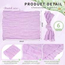 6/12/24pcs Cream Balinese Cheesecloth Napkins Decor, Suitable For Outdoor Events Such As Weddings, Bridal And Baby Showers, Birthday Parties, Mother's Day, Home Decor, Family Gatherings, Banquets, Receptions, Buffets, Picnics And Various Theme Parties. - Multicolor - View 31