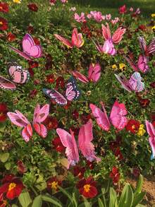 10pcs Butterfly Stakes, Outdoor Garden Decor Vibrant 3D Butterfly Garden Stakes, 3D Colorful Double Wings With Bendable Stick, Artificial Waterproof Butterfly Decorations, Butterflies For Flower Outdoor Indoor - Butterfly Garden Decoration - View 3