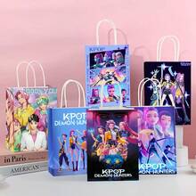 7 túi quà hoạt hình K-Pop & SajaBoys, túi giấy đựng kẹo có tay cầm, thích hợp dùng làm đồ dùng cho tiệc sinh nhật, bao bì quà tặng. - Nhiều màu - Xem 1