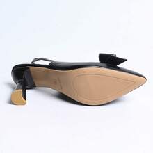 1 Pair Elegant Bowknot PU Leather High Heel Sandals For Women, Office/Summer - Black - View 5