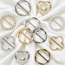 11pcs Scarf Clips, T-Shirt Collar Clips, Women's Fashion Metal Round Buckle Waist Cincher - Multicolor - View 10