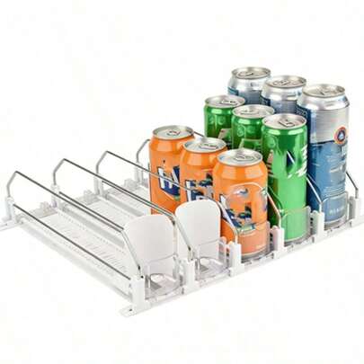Dispensador automático de bebidas para geladeira, com prateleiras duplas aprimoradas e clipes de posicionamento. Ideal para geladeira, armário de cozinha e bancada.