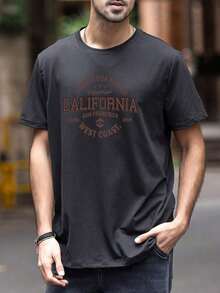 Camiseta de manga corta con estampado de letras casual para hombres, verano DGBA - Negro - Ver 2