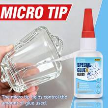 Pegamento de vidrio de alta resistencia, unión instantánea, transparente e invisible, para reparación de vasos de vidrio y acuarios - Blanco - Ver 1