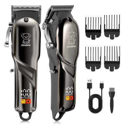 1个宠物电动理发器，电动剃毛器，带液晶显示屏的宠物美容修剪器，适用于犬猫