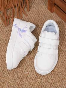 1双儿童蝴蝶印花平底帆布鞋 - 白色 - 查看 5