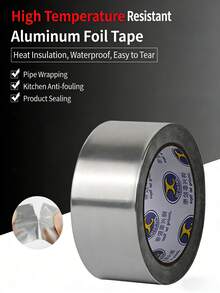 1卷 4.8厘米 x 10米 重型耐热铝箔胶带 银色强力粘合剂 HVAC管道维修密封胶带 家用 - Width 48 mm - 查看 7