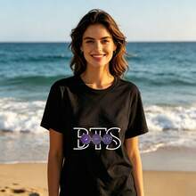 Purple Design Retro Tshirt, Streetwear And Casual Style, Suitable For Both Men And Women. Excellent Gift Item. - 黑色 - 查看 3