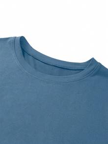 Kaos Lengan Pendek Kasual Pria dengan Motif EKG, Musim Panas - Dusty Blue - View 5