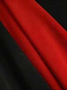 女士复古哥特风黑红系带长裙，中世纪角色扮演万圣节表演服装，高腰喇叭裙 - 紅色和黑色 - 查看 5