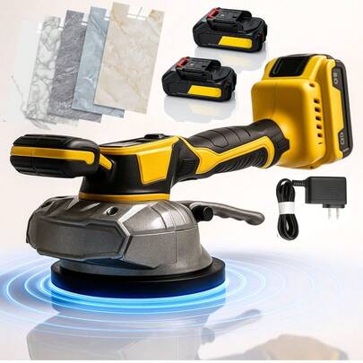 Máquina assentadora de piso vibratória sem fio 130KG motor brushless ventosa 130MM 2 baterias 21V 10000mAh LCD ajuste 8 modos uso em mármore cerâmica cimento madeira