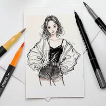 120/72/36色丙烯马克笔套装，速干不褪色彩色马克笔，适用于绘画、插画、工艺品制作、涂色书及其他DIY项目，可在纸张、布料、木材、石头、塑料、玻璃、陶瓷、南瓜、金属等材质上作画。是复活节、感恩节、万圣节、圣诞节的理想礼物。 - 彩色 - 查看 6