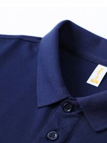 Men's Summer Solid Color Polo Shirt | Short Sleeve Simple Pattern Print Top, Perfect For Beach, Outdoor, Commute And Daily Wear, Also A Great Father's Day Gift - Royal Blue - View 3