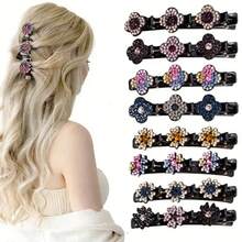 10pcs/Set Plum Blossom Rhinestone Headbands & Hair Clips, Bangs & Texture Hair Accessories Combo (5 Headbands + 5 Hair Clips) Travel Accessories Hair Band Diadema Hair Hoop - Multicolor - View 5