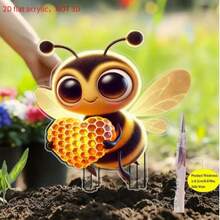 Best-Selling 2D Bohemian Style Cute Bee Acrylic Garden Stake, Outdoor Holiday Decor - B - View 1