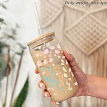 1/2/4pcs Exquisite Wildflower Daisy Pink Macaron Tulip UV DTF Cup Decals, Suitable For 16oz Glass Jar Cups, Floral UV DTF Stickers, Coffee Cup Bottle Tumbler Mug Bookmark Laptop Decoration, UV DTF Decal Water Bottle Stickers, Holiday Gift For Girls Friends Teachers - Multicolor - View 3