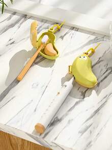 2/1pc Cute Banana Shape Toothbrush Holder And Travel Case, Mini Portable 2-In-1 Toothbrush Protection Storage Set, Built-In Silicone Toothpaste Small Capsule Storage Case , Hanging Storage, Easy To Drain, Travel Hotel Portable Toiletries. - Multicolor - View 5