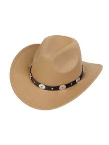 Unisex Western Cowboy Hat, Classic Rolled Brim Fedora, With Buckle Belt - Multicolor - View 10