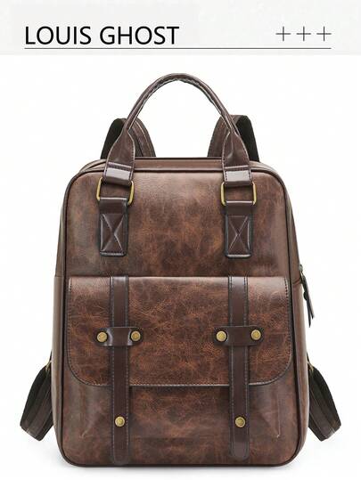 Retro Double-Buckle Backpack | Perfect Fusion Of Classic Texture And Practical Aesthetics, Easily Mastering Collegiate Style, Commuter Wear, Casual Attire, And Light Business Occasions! Top Leather Handle, Adjustable Shoulder Straps, Can Be Used As A Fashionable Handheld Or Comfortable Shoulder Bag, Flexible For Commuting, School, And Shopping Scenarios
