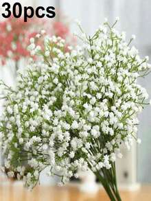 30/20 Bunches Realistic UV-Resistant Plastic Artificial Star Flowers, Fluffy White Satin Blooms, Soft Stems, Suitable For Boho Style Floral Decor, DIY Crafts, Home, Kitchen And Wedding/Thanksgiving Decorations, DIY Wreath Decor, As Well As Wedding, Home, Kitchen And Office Floral Arrangements - Multicolor - View 7