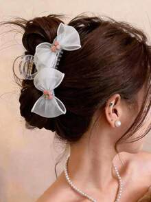 1pc Women's Versatile Soft Bowknot Hair Claw Clip, Influencer Chiffon Hair Accessory Suitable For Daily, Commute And Multiple Occasions Summer Outfits Hair Clips - Multicolor - View 6