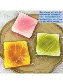 1pc Multi-Color Bread Toast Slow Rebound Squeeze Sound Toy, Sandwich Bread Slice Scented Stress Relief Squeeze Toy With Sound, Suitable For Party Gifts And Stress Relief - Pink Strawberry Bread - View 7