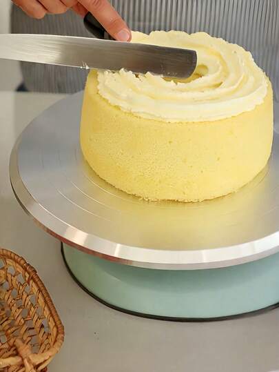 Rotating Cake Stand With Pure Aluminum Alloy Top, Smooth Wire Drawing Cake Turntable For Decorating, Heavy Duty Cake Display Stand With Stable Base, Glossy Cake Decorating Turntable For Even Icing, Professional Cake Rotating Stand For Home Baking, Cake Decorating, Pastry Making And Bakery Use