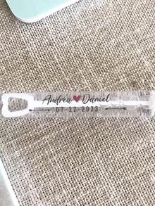 Personalized Wedding Bubble Labels [Labels Only, Bubble Wand Not Included], Customized Wedding Bubble Labels, Customizable Name And Logo PVC Stickers, Suitable For Wedding Favors, Bachelorette Party, Outdoor Wedding Send-Off, Customized Bubble Wand Labels, Wedding Bubble Tube Labels, Wall Decals - Multicolor - View 6